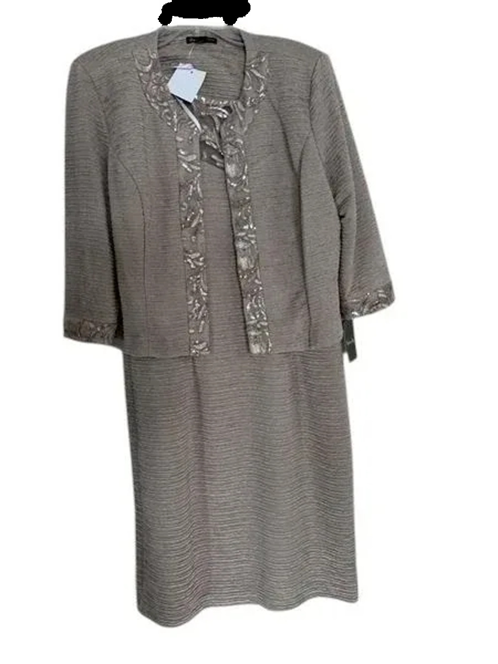 Brianna Milay Sequin Embroidered Two-Piece Dress Set Taupe
